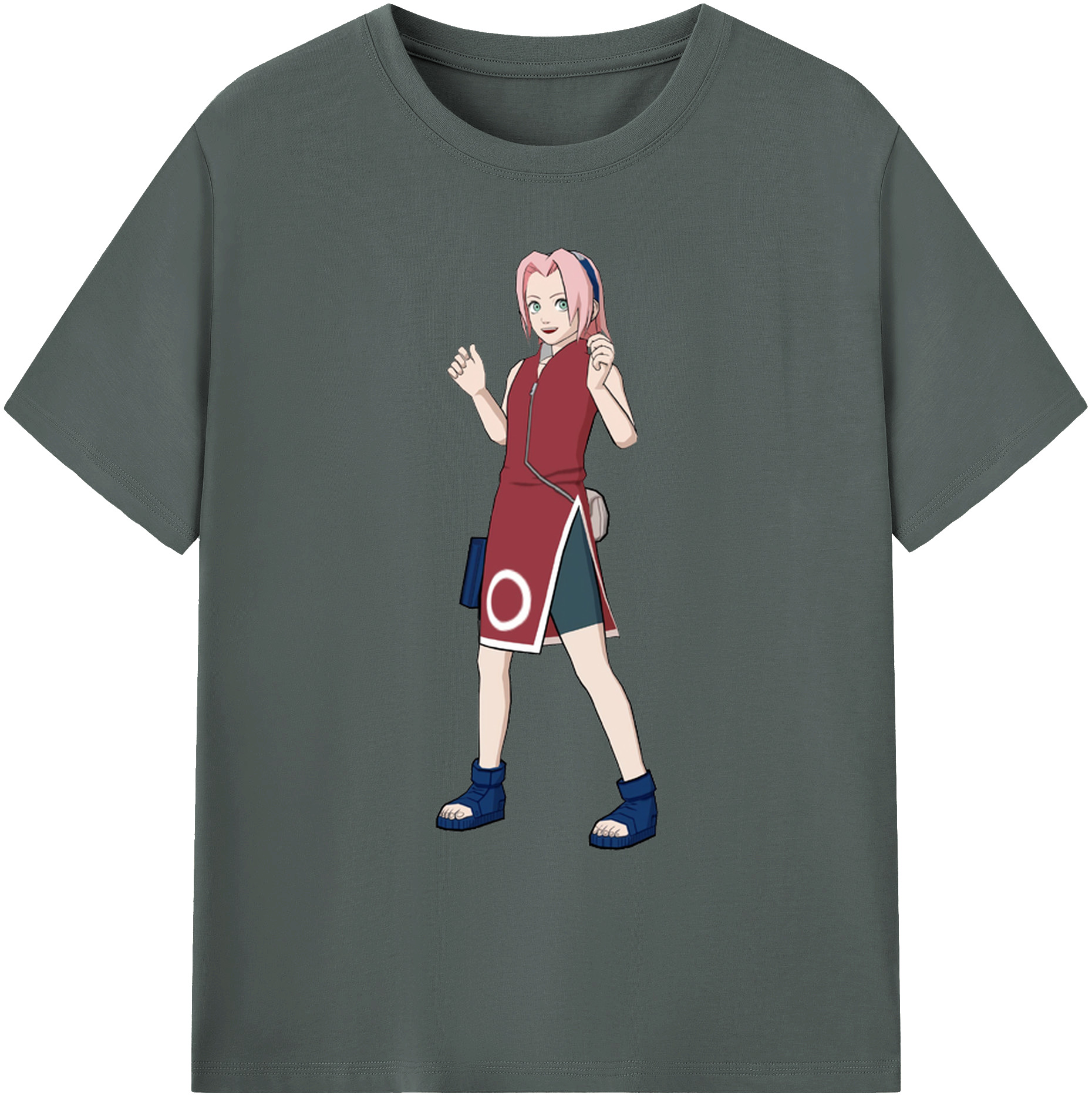 （画像用） NARUTO -ナルト- 春野サクラ Haruno Sakura 綿100％ メンズ半袖Tシャツ｜肌触りやわらか＆通気性